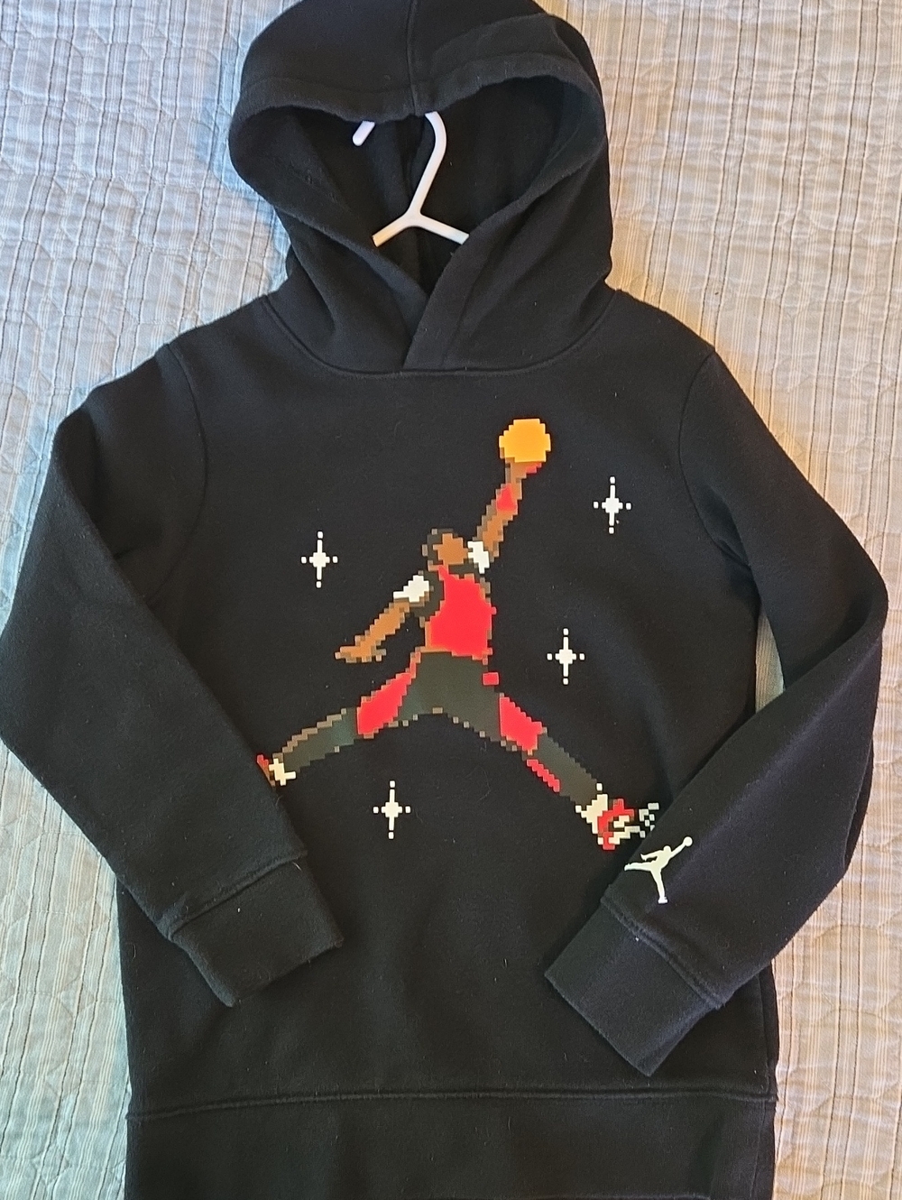 Jordan Black Hoodie with Pixel Jumpman and Red Accents